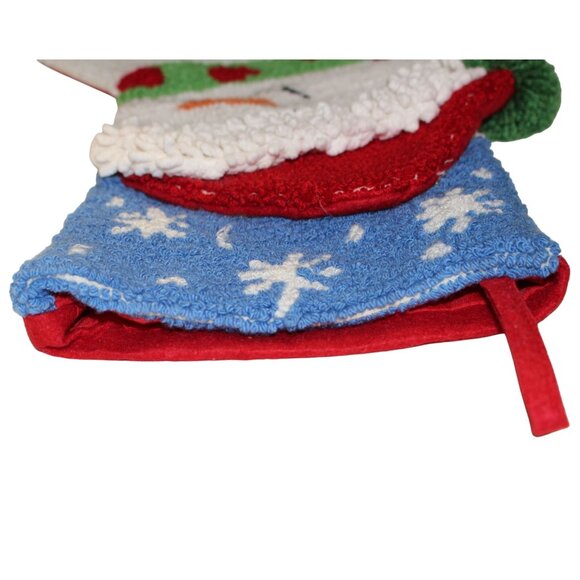 Hooked 3D Snowman Christmas Stocking 15” Needle Punch w/Pom-Pom & Snowflake Desi - Picture 6 of 9